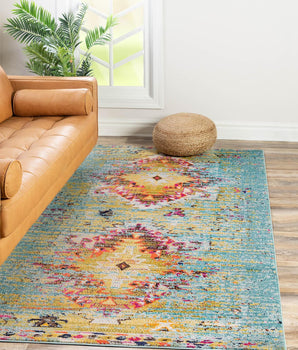 Southwestern vista turquoise area rug - Area Rugs