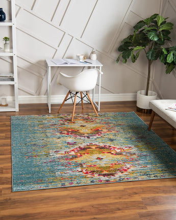 Southwestern vista turquoise area rug - Area Rugs