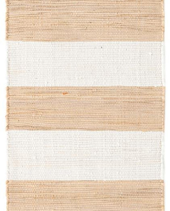 Striped chindi rag rug - Beige / Runner / 2’ 2 x 10’