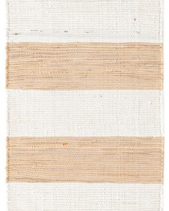 Striped chindi rag rug - Beige / Runner / 2’ 2 x 12’