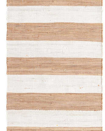 Striped chindi rag rug - Beige / Runner / 2’ 6 x 6’