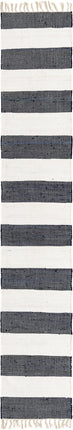 Striped chindi rag rug - Navy Blue / Runner / 2’ 2 x