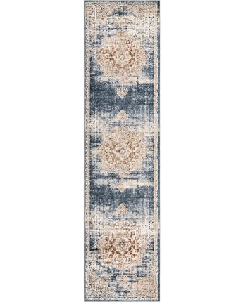 Traditional chateau roosevelt rug - Beige/Navy Blue