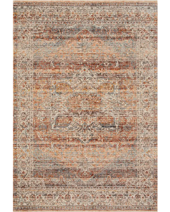 Traditional lourdes rug - Orange / Blue / Rectangle