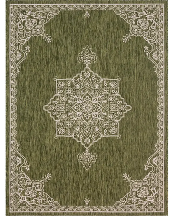 Traditional outdoor traditional antique rug - Green / 9’