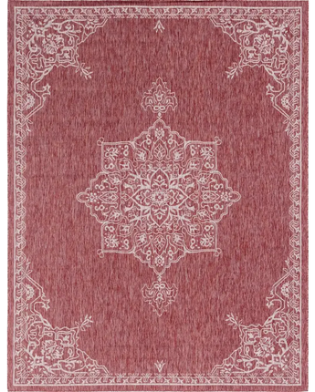 Traditional outdoor traditional antique rug - Rust Red