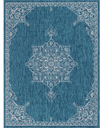 Traditional outdoor traditional antique rug - Teal / 9’