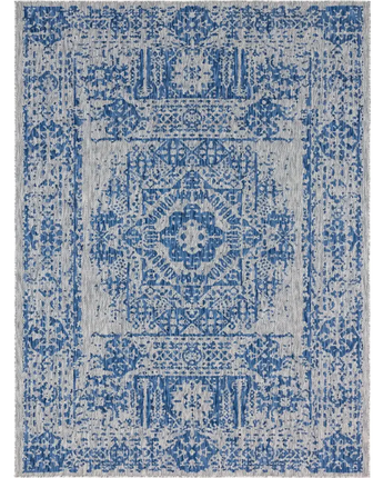 Traditional outdoor traditional timeworn rug - Blue / 9’