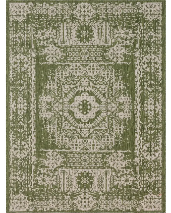 Traditional outdoor traditional timeworn rug - Green / 9’