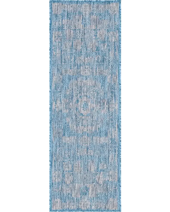 Traditional outdoor traditional timeworn rug - Light Aqua