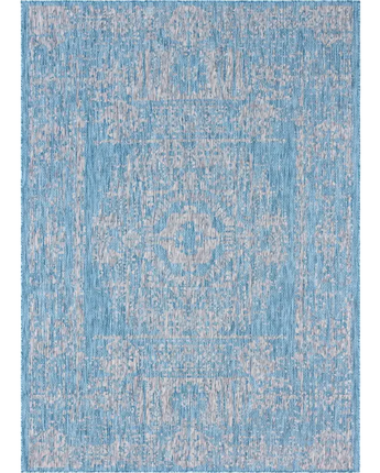 Traditional outdoor traditional timeworn rug - Light Aqua