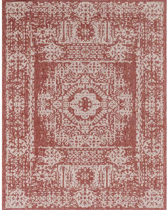 Traditional outdoor traditional timeworn rug - Rust Red