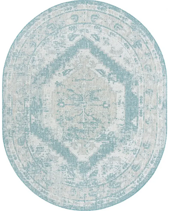 Traditional outdoor traditional valeria rug - Aqua / 7’