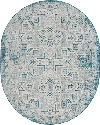 Tribal outdoor aztec coba rug - Teal / 7’ 10’’ x