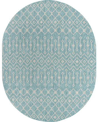 Tribal outdoor trellis tribal trellis rug - Aqua / 7’