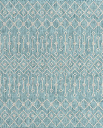 Tribal outdoor trellis tribal trellis rug - Aqua / 7’