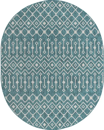 Tribal outdoor trellis tribal trellis rug - Teal / 7’