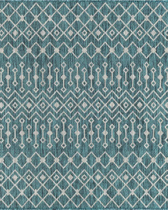 Tribal outdoor trellis tribal trellis rug - Teal / 7’