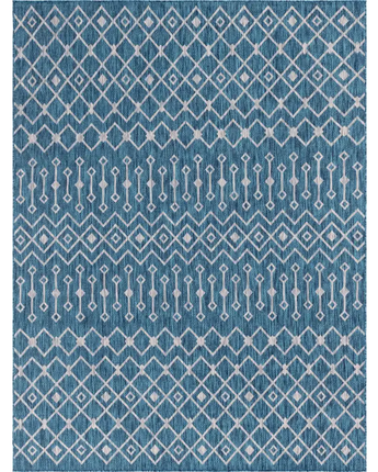 Tribal outdoor trellis tribal trellis rug - Teal / 9’