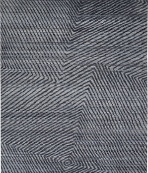 Vivien architectural hand-knot wool rug - Gray / Blue