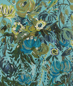 Modern wild bloom rug - Blue / Green / Rectangle