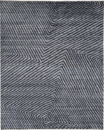 Vivien architectural hand-knot wool rug - Gray / Blue