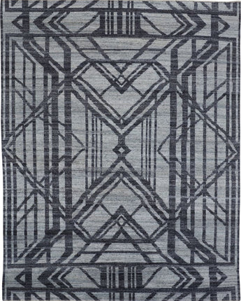 Vivien art deco hand-knot wool rug - Gray / Blue